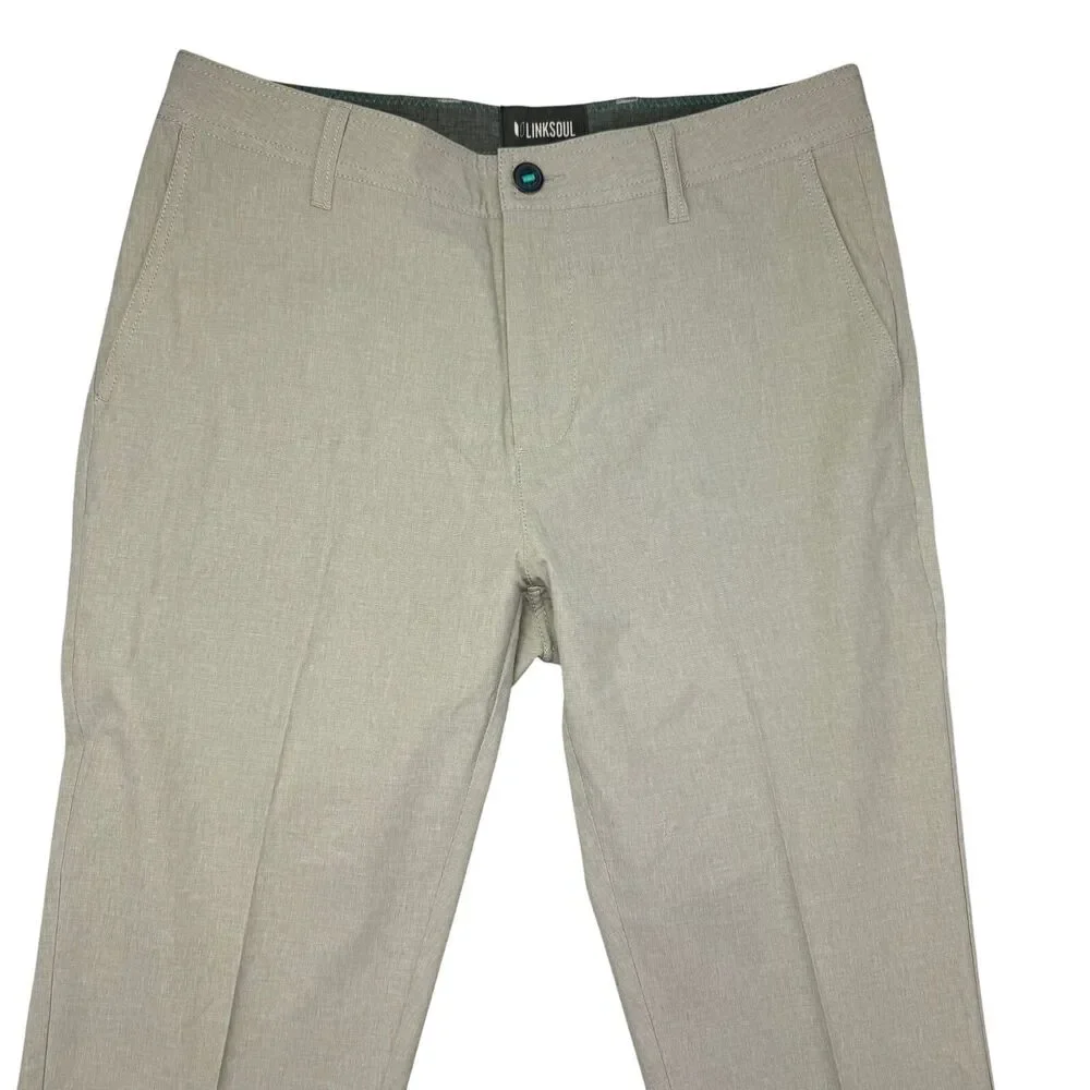 Linksoul Pants Men’s 32R Beige Chino Performance Preppy Casual Outdoor Golf Flex
